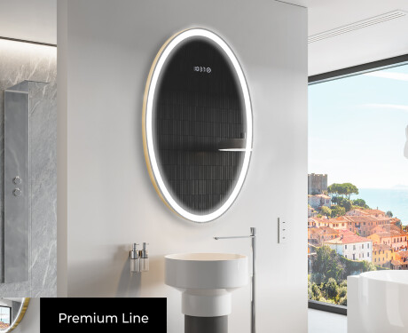 Ovalt badeværelses spejl med LED L227 - Lodret #4