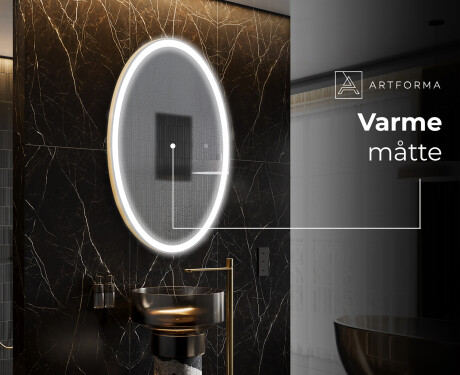Ovalt badeværelses spejl med LED L227 - Lodret #8