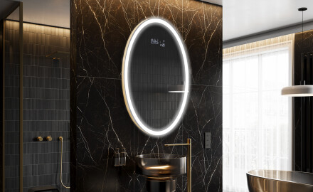 Ovalt badeværelses spejl med LED L227 - Lodret