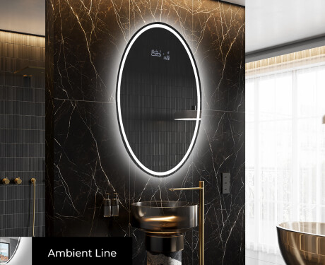Ovalt badeværelses spejl med LED L228 - Lodret #3