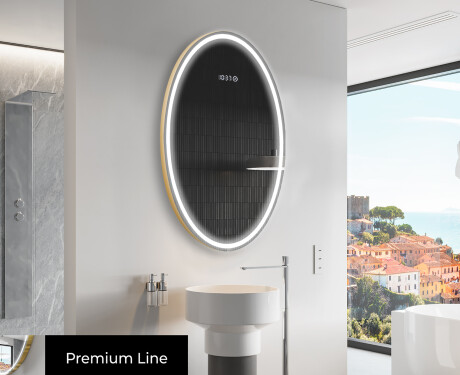 Ovalt badeværelses spejl med LED L228 - Lodret #4