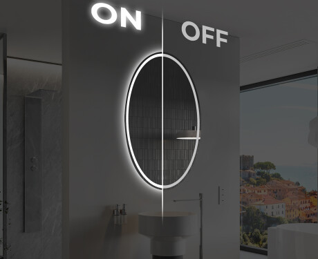 Ovalt badeværelses spejl med LED L228 - Lodret #3