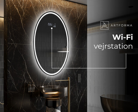 Ovalt badeværelses spejl med LED L228 - Lodret #6