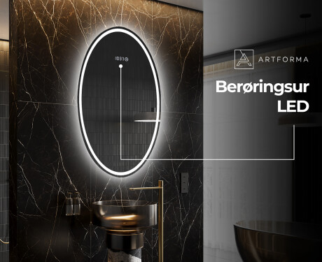 Ovalt badeværelses spejl med LED L228 - Lodret #7