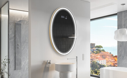 Ovalt badeværelses spejl med LED L228 - Lodret