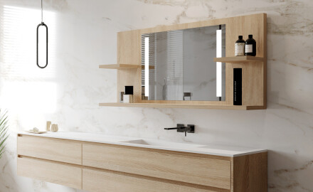 Vægspejle LED med hylde L02