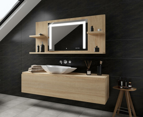 LED spejl til væg med hylde L11 #12