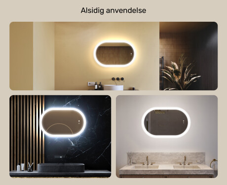 Oplyst badeværelsesspejl, tofarvet, touch‑knap, varmemåtte #2