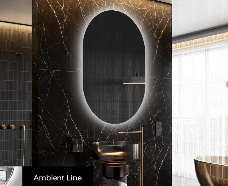 Ovalt badeværelses spejl med LED L229 - Lodret