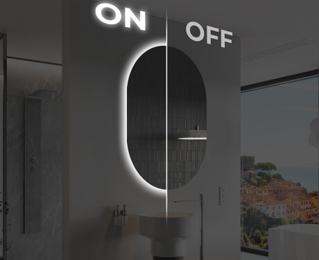 Ovalt badeværelses spejl med LED L229 - Lodret #3