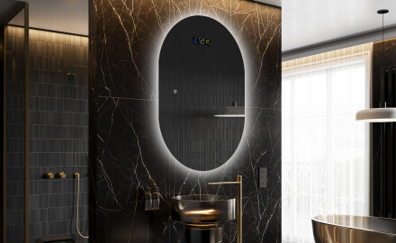 Ovalt badeværelses spejl med LED L229 - Lodret