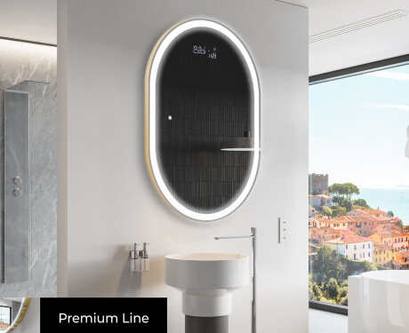 Ovalt badeværelses spejl med LED L230 - Lodret #4