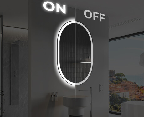 Ovalt badeværelses spejl med LED L230 - Lodret #3