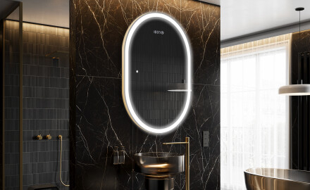 Ovalt badeværelses spejl med LED L230 - Lodret