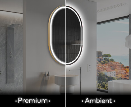 Ovalt badeværelses spejl med LED L231 - Lodret
