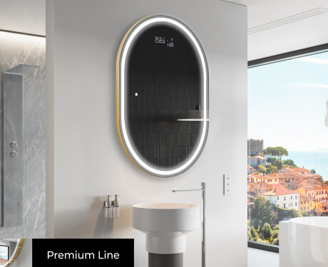 Ovalt badeværelses spejl med LED L231 - Lodret #4