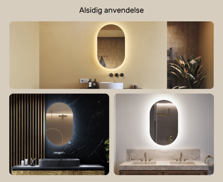 Ovalt badeværelses spejl med LED 50x80cm med koldt LED-lys 7000K, varmt lys 3000K eller neutralt lys 4500K #2