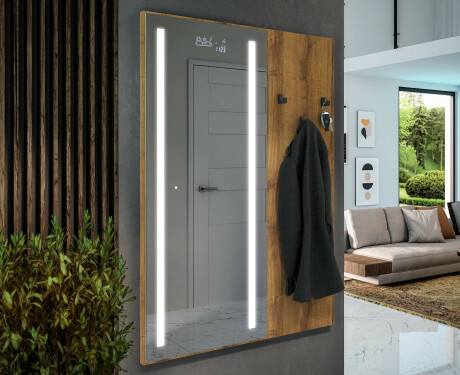 LED spejl med knager til entre - Andes