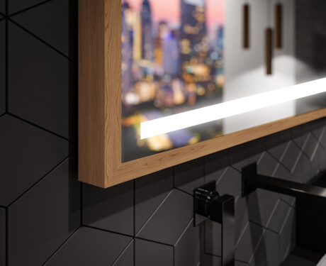 LED spejle til badeværelse med træramme - FrameLine L09 #3