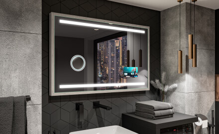 LED spejle til badeværelse med træramme - FrameLine L09