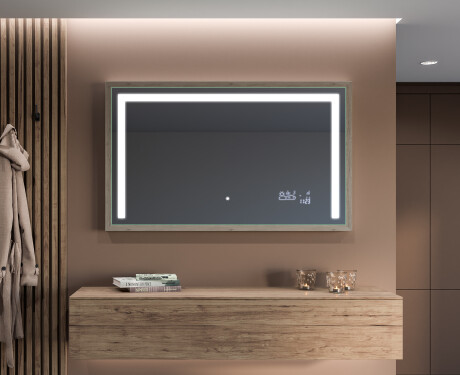 LED spejle til badeværelse med træramme - FrameLine L11 #10