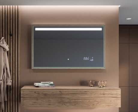 Badeværelsesspejl med lys LED med træramme - FrameLine L12 #10