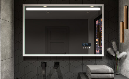 Badeværelsesspejl med lys LED med træramme - FrameLine L12