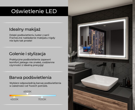 Badeværelsesspejl med LED-belysning og ramme - FrameLine L49 #4