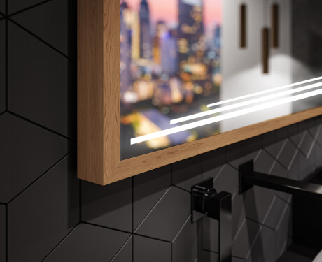 LED spejle til badeværelse med træramme - FrameLine L75 #3