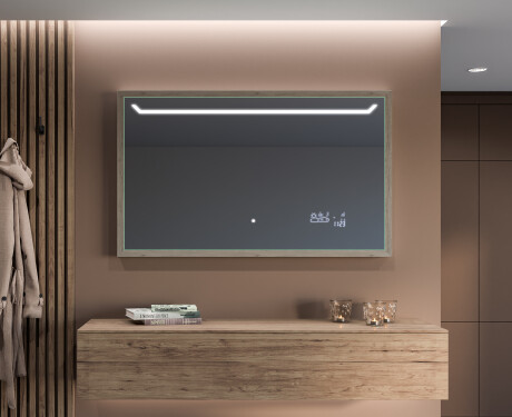 LED spejle til badeværelse med træramme - FrameLine L128 #10