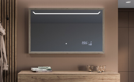 LED spejle til badeværelse med træramme - FrameLine L128