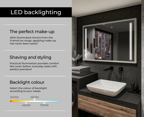 Badeværelsesspejl med lys LED med træramme - FrameLine L131 #4