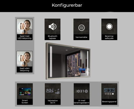 Badeværelsesspejl med lys LED med træramme - FrameLine L131 #7