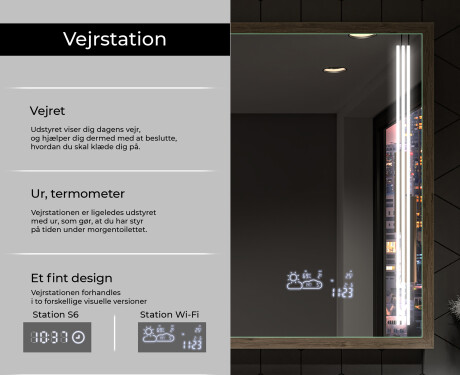 Badeværelsesspejl med lys LED med træramme - FrameLine L131 #8