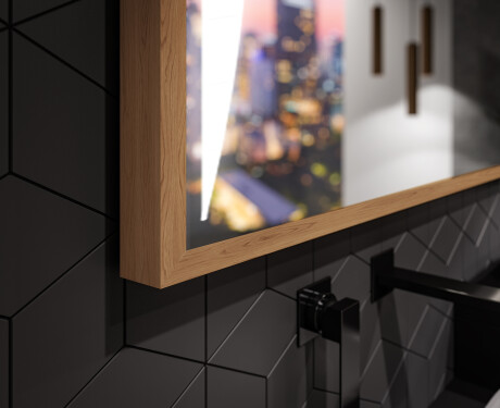 LED spejle til badeværelse med træramme - FrameLine L135 #3