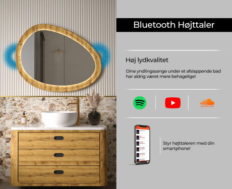 Uregelmæssigt spejl i egetræramme med LED-belysning #7