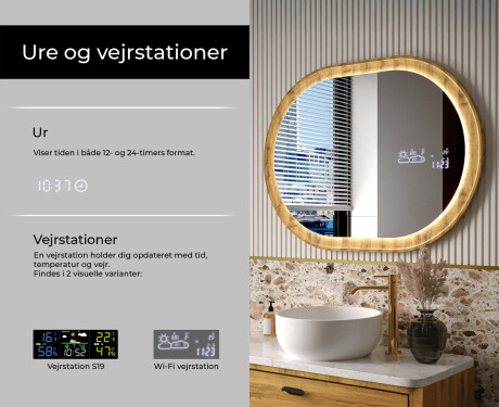 Ovalt spejl i egetræramme med LED-belysning #6