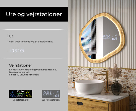 Dekorativt spejl i egetræramme med LED-belysning #6