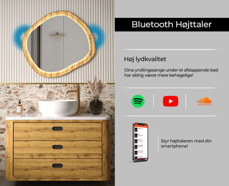 Dekorativt spejl i egetræramme med LED-belysning #7
