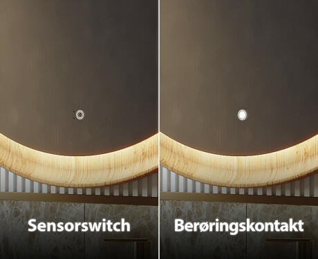 Afrundet spejl i egetræramme med LED-belysning #8