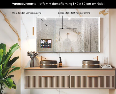 Rektangulært Smart LED Apple Spejl med Displine L57 Ramme #7