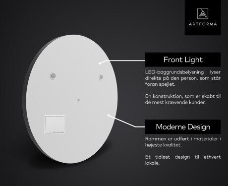 SMART Rund Spejl med lys LED L33 Apple #2