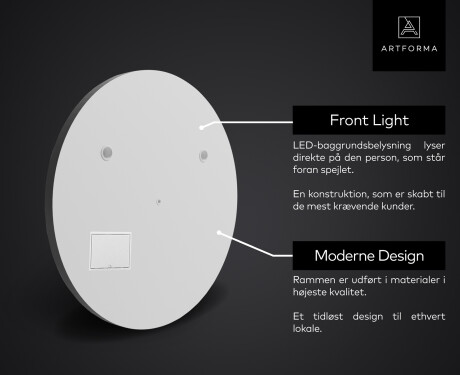 SMART Rund Spejl med lys LED L114 Apple #2