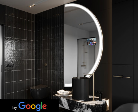 SMART Halvcirkelformet Spejl med lys LED A222 Google