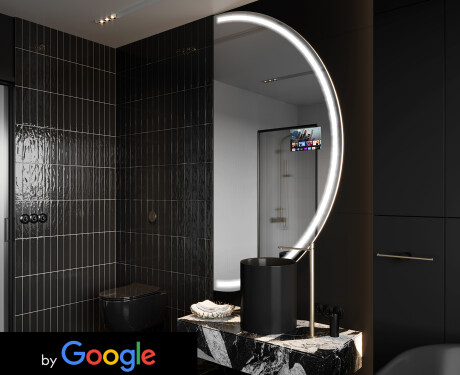 SMART Halvcirkelformet Spejl med lys LED A223 Google