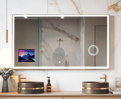 Afrundet Moderne LED Spejl med iPad Displine L146 Ramme