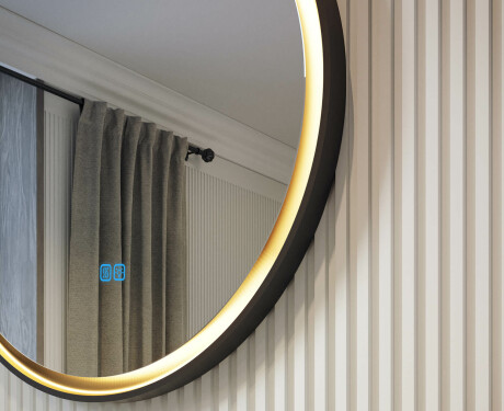 Rundt spejl i metalramme med LED-belysning #2