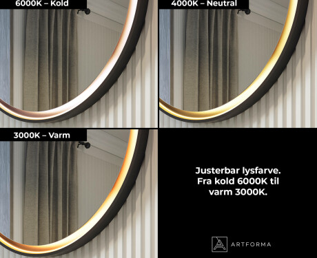 Rundt spejl i metalramme med LED-belysning #3