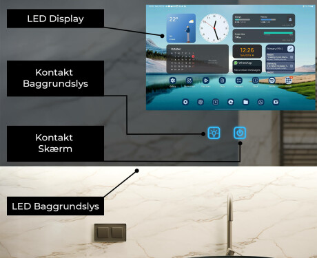 Smart Afrundet LED Badeværelsesspejl SmartScreen 21,5” #2