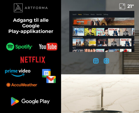 Smart Afrundet LED Badeværelsesspejl SmartScreen 21,5” #3